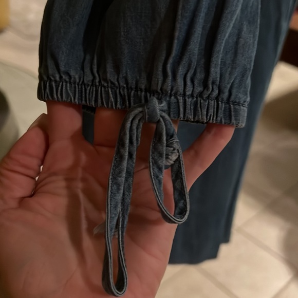 Denim short dress or long shirt, button down and off the shoulder - Picture 4 of 5